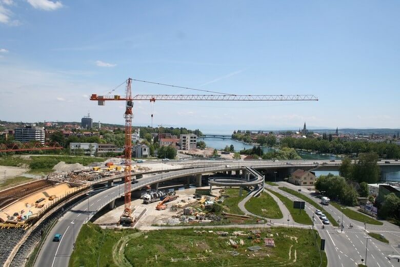 Schänzle Bridge (Konstanz), B33neu motorway construction project, Raddolfzell, on the German-Swiss border 